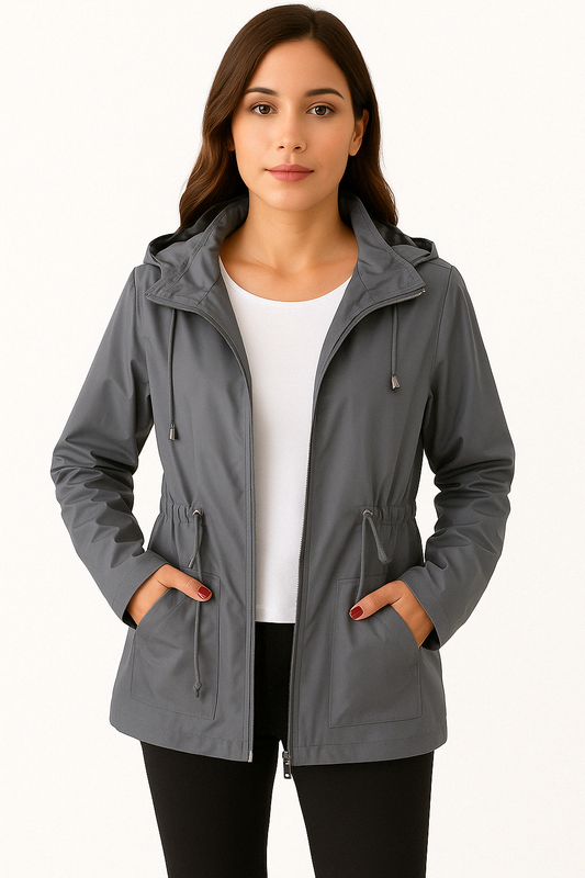 Dames zomerjas met capuchon en waterafstotende coating perfecte regenjas voor de zomerdagen