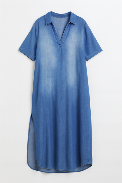 Dames overhemdjurk van denimstof luchtige zomerjurk met casual pasvorm in diverse kleuren