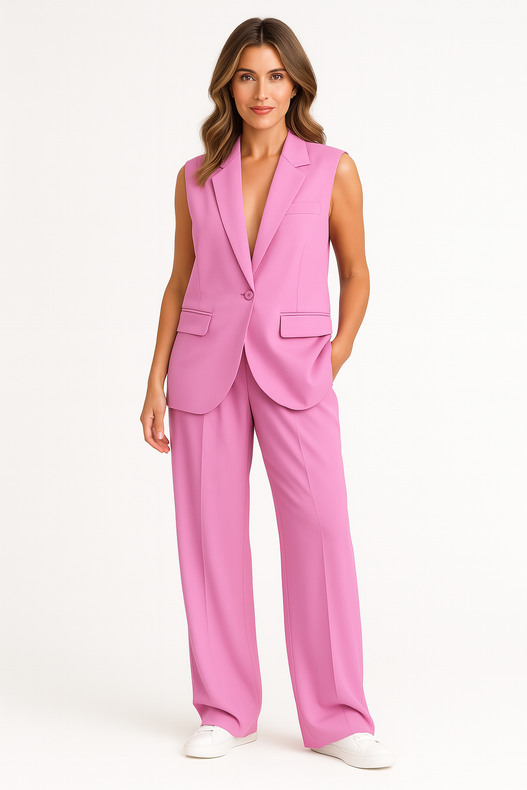 Dames blazer jumpsuit met wijde pijp en diepe V-hals in diverse kleuren – chique, luchtig en moeiteloos stijlvol voor werk of diner