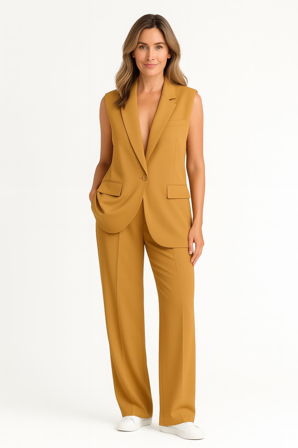 Dames blazer jumpsuit met wijde pijp en diepe V-hals in diverse kleuren – chique, luchtig en moeiteloos stijlvol voor werk of diner