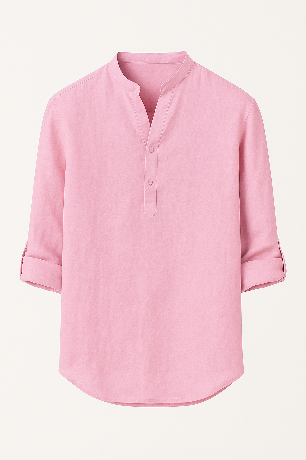 Heren Linnen Shirt met Opstaande Kraag Ademend Zomershirt met Knoopsluiting