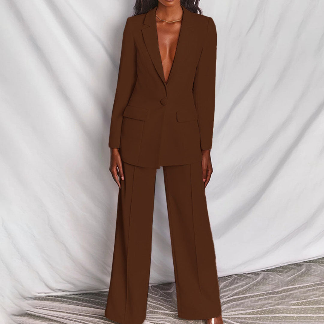 Dames blazerpak met rechte pantalon in diverse kleuren – voor een krachtige én stijlvolle look