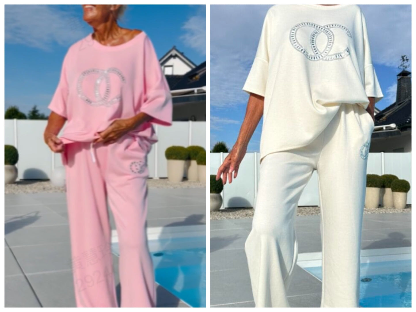 Dames loungewear set met oversized T-shirt en wijde broek – comfortabel huispak in diverse uitvoeringen voor ontspannen dagen