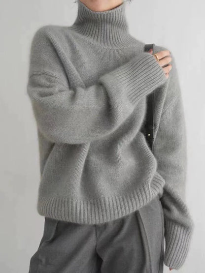 Dames Coltrui van Kasjmier in diverse kleuren – Zachte Gebreide Trui met Hoge Kraag voor Herfst en Winter
