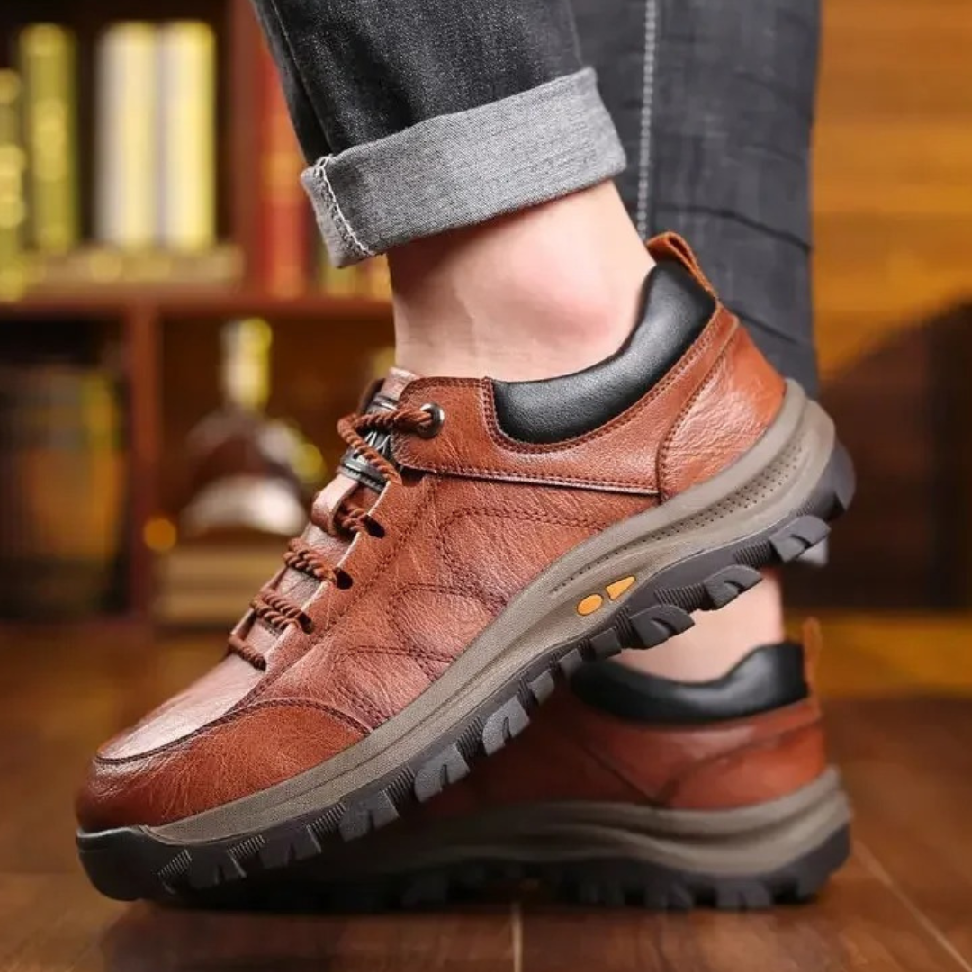 Heren Wandelschoenen van Leer met Gripzool Comfortabele Outdoor Sneakers voor Dagelijks Gebruik