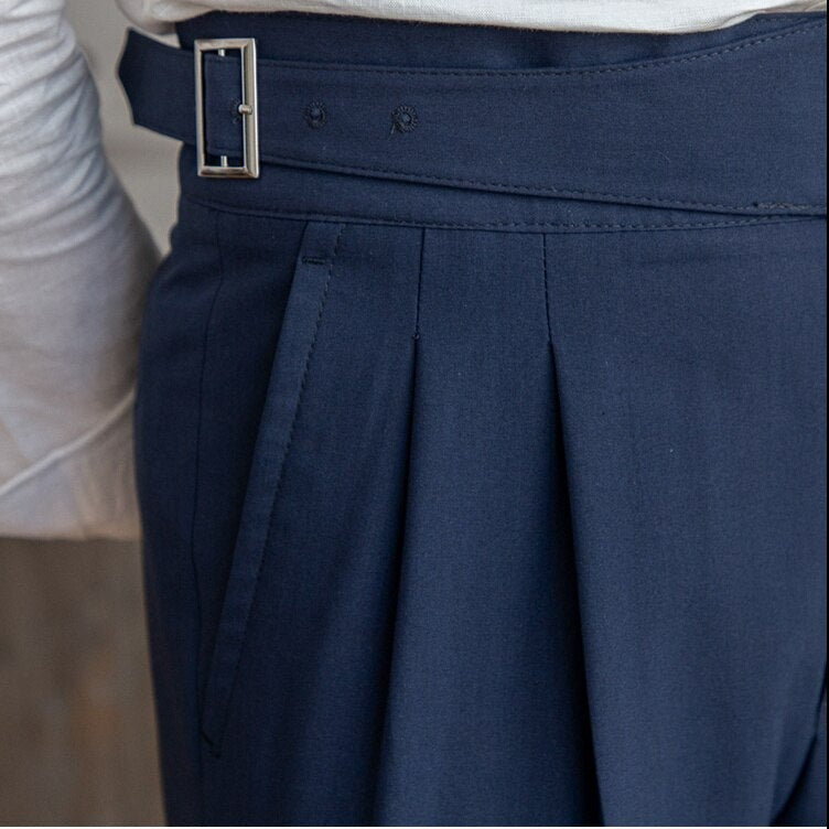 Elegante heren pantalon met hoge taille en plooien – nette zakelijke broek voor formele gelegenheden en stijlvolle outfits