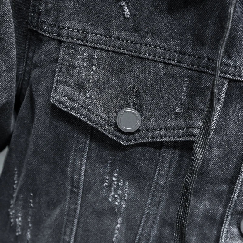 Herenjas met denimlook en gewatteerde voering – stoere en warme jas met capuchon voor herfst en winter in diverse kleuren