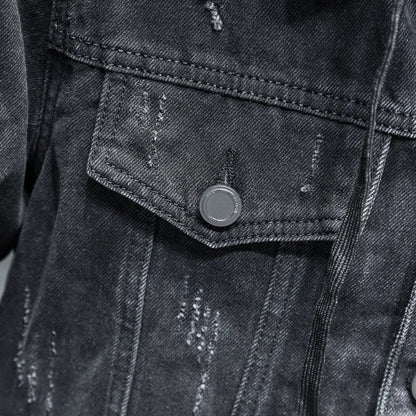 Herenjas met denimlook en gewatteerde voering – stoere en warme jas met capuchon voor herfst en winter in diverse kleuren