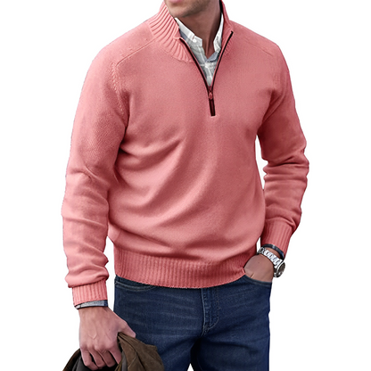 Heren gebreide pullover met halve rits en opstaande kraag – tijdloze trui in diverse kleuren
