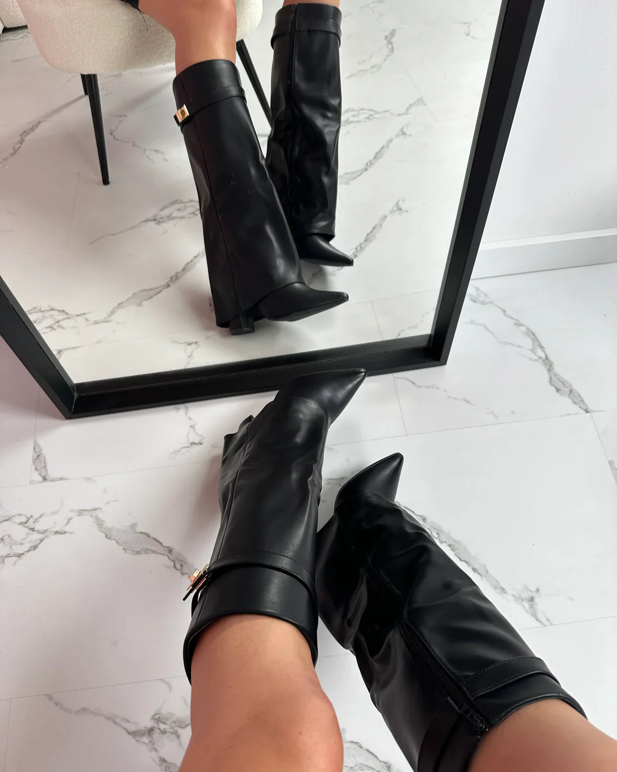 Dames hoge laarzen met elegante blokhak en puntige neus – stijlvolle suède look voor elke gelegenheid