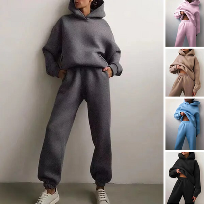 Dames loungepak met hoodie en joggingbroek in diverse kleuren – comfortabele set voor thuis of onderweg