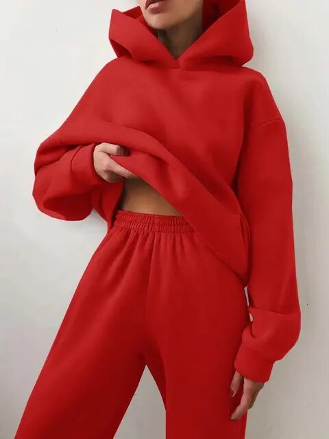Dames loungepak met hoodie en joggingbroek in diverse kleuren – comfortabele set voor thuis of onderweg