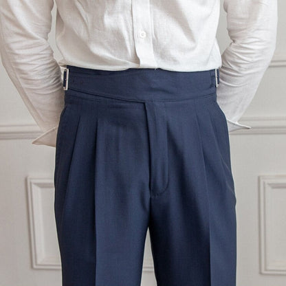 Elegante heren pantalon met hoge taille en plooien – nette zakelijke broek voor formele gelegenheden en stijlvolle outfits