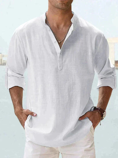 Heren linnen overhemd met lange mouwen in diverse kleuren luchtig casual shirt voor zomer en vakantie