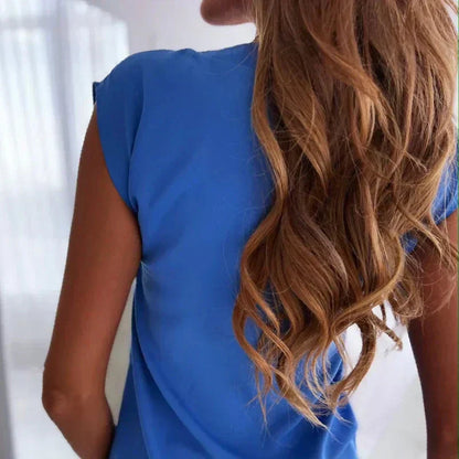 Dames Mouwloze Top met V-Hals – Crepestof & Tijdloos Design