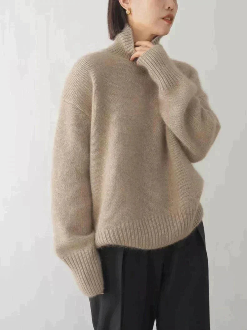Dames Coltrui van Kasjmier in diverse kleuren – Zachte Gebreide Trui met Hoge Kraag voor Herfst en Winter