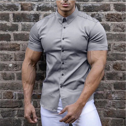 Heren slim fit blouse korte mouw – stretch overhemd voor een strakke look