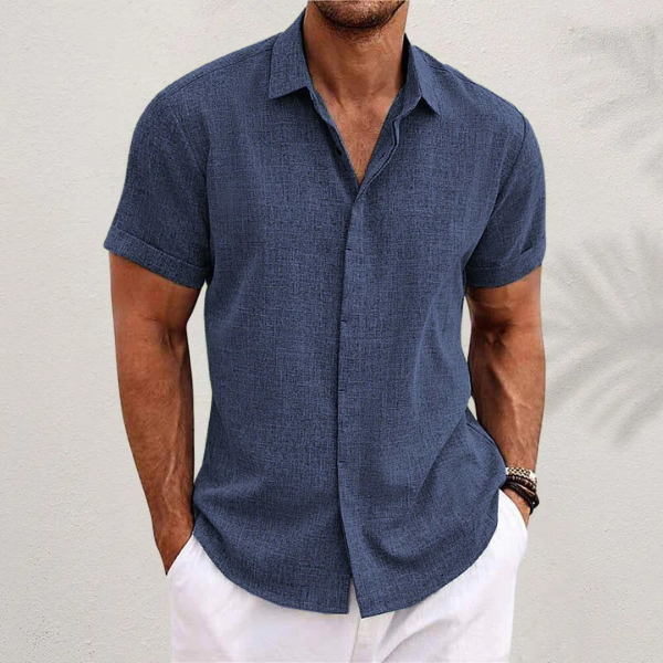 Heren linnen shirt met korte mouwen in diverse kleuren luchtig overhemd voor zomer, vakantie en vrije tijd
