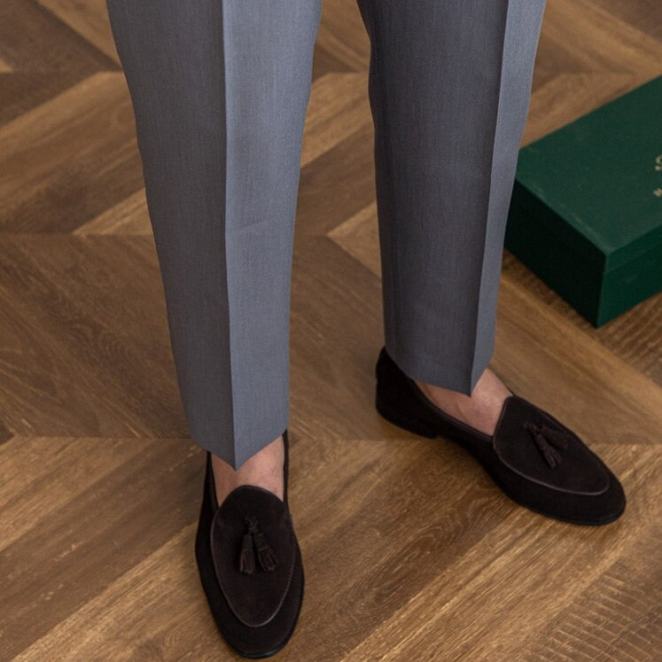 Elegante heren pantalon met hoge taille en plooien – nette zakelijke broek voor formele gelegenheden en stijlvolle outfits