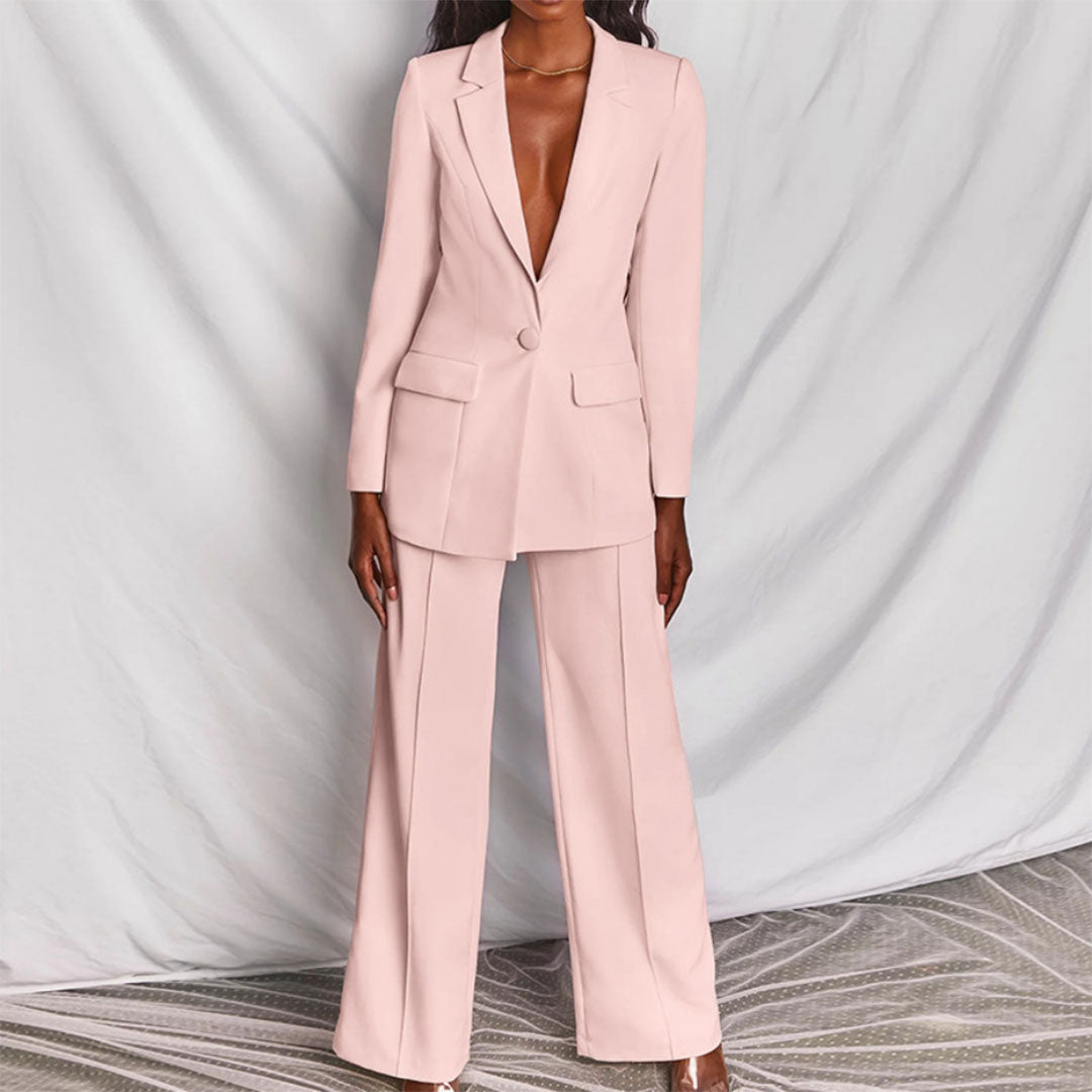 Dames blazerpak met rechte pantalon in diverse kleuren – voor een krachtige én stijlvolle look