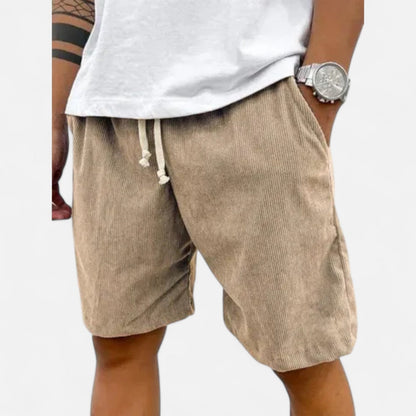 Heren korte broek in diverse kleuren – trendy corduroy zomershort met elastische taille en trekkoord