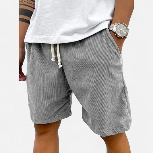 Heren korte broek in diverse kleuren – trendy corduroy zomershort met elastische taille en trekkoord