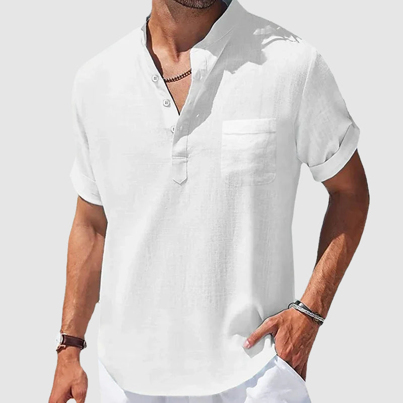 Heren linnen shirt met korte mouwen – luchtig, stijlvol en ideaal voor lente en zomer in diverse kleuren