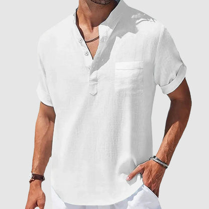 Heren linnen shirt met korte mouwen – luchtig, stijlvol en ideaal voor lente en zomer in diverse kleuren