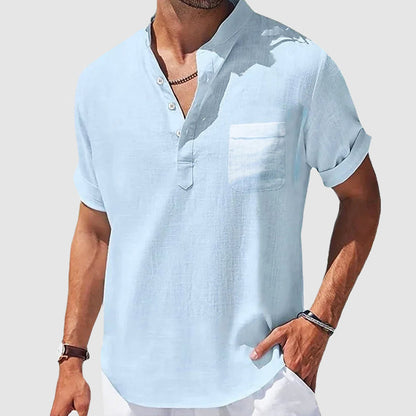 Heren linnen shirt met korte mouwen – luchtig, stijlvol en ideaal voor lente en zomer in diverse kleuren