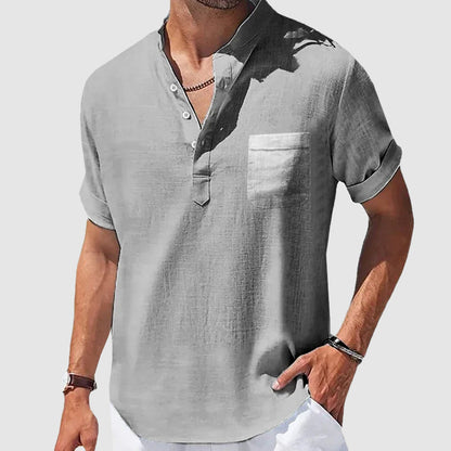 Heren linnen shirt met korte mouwen – luchtig, stijlvol en ideaal voor lente en zomer in diverse kleuren