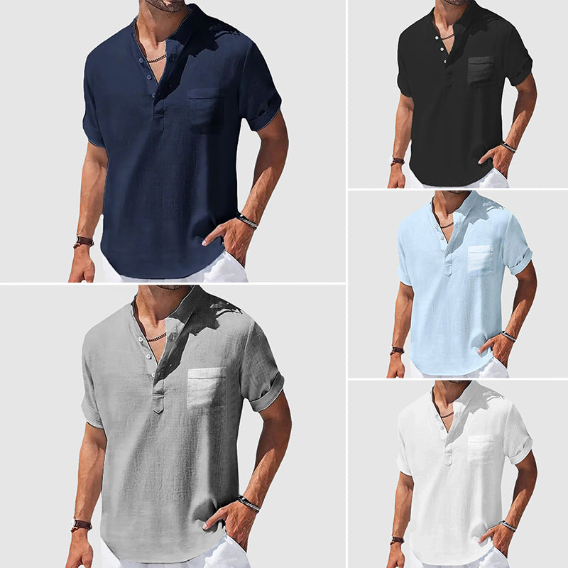 Heren linnen shirt met korte mouwen – luchtig, stijlvol en ideaal voor lente en zomer in diverse kleuren