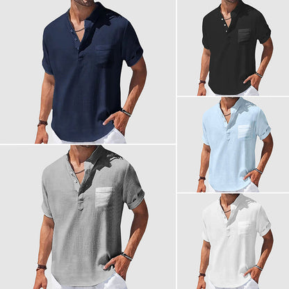 Heren linnen shirt met korte mouwen – luchtig, stijlvol en ideaal voor lente en zomer in diverse kleuren
