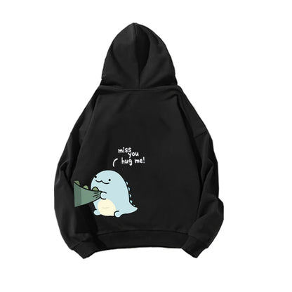 Matching hoodies voor koppels met schattige dino-print – warme unisex truien voor samen knuffelen en casual outfits
