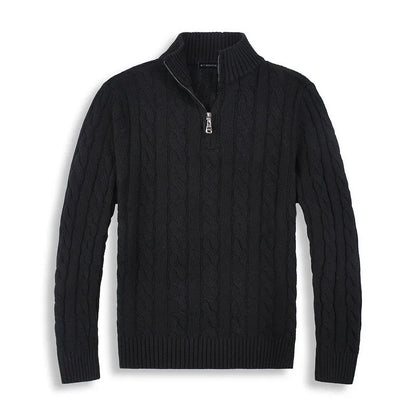 Heren trui in diverse kleuren – warme kabeltrui met halve rits en tijdloos design