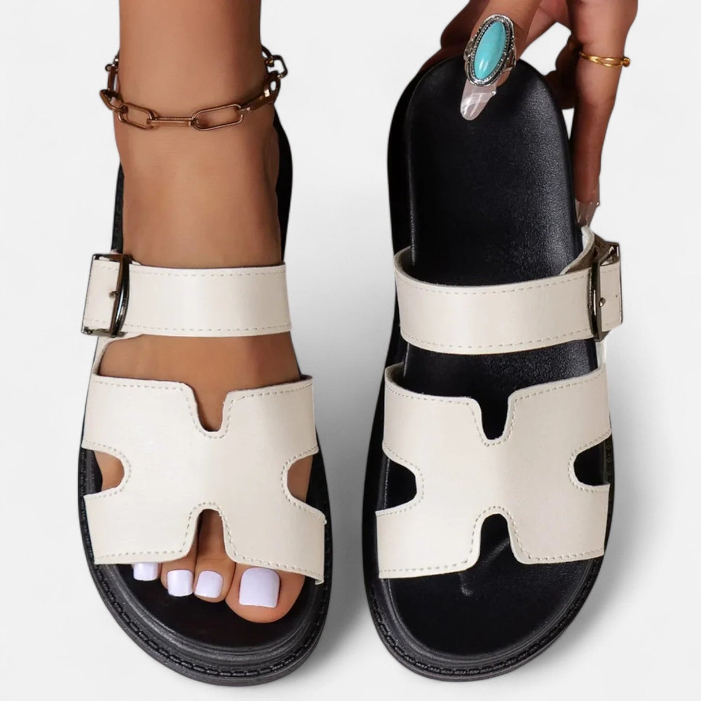 Dames sandalen in diverse kleuren – trendy sandalen met brede banden en chunky zool