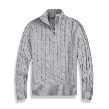 Heren trui in diverse kleuren – warme kabeltrui met halve rits en tijdloos design