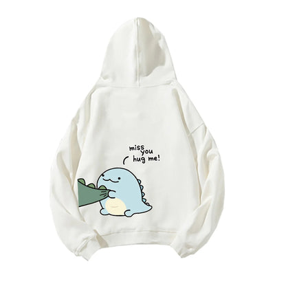 Matching hoodies voor koppels met schattige dino-print – warme unisex truien voor samen knuffelen en casual outfits