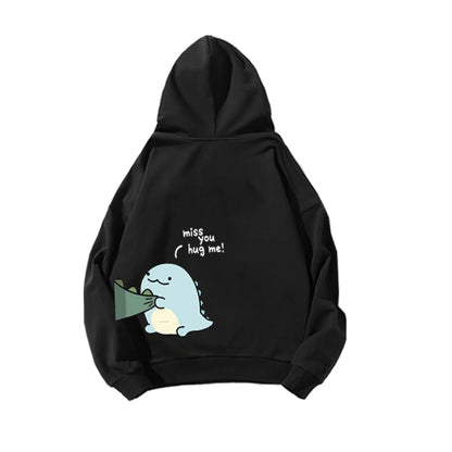 Matching hoodies voor koppels met schattige dino-print – warme unisex truien voor samen knuffelen en casual outfits
