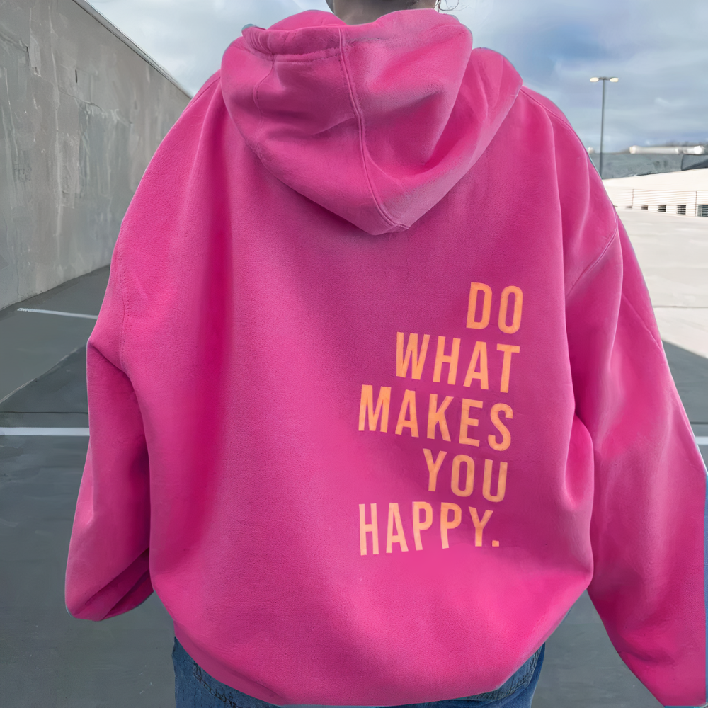 Dames hoodie met quote op de rug in diverse kleuren – relaxed en inspirerend in één
