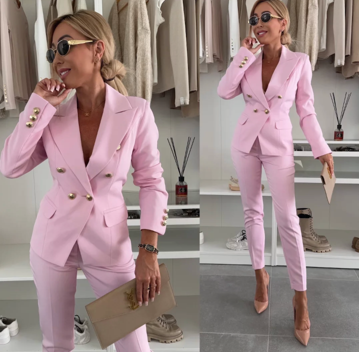 Damespak blazer en broek in diverse kleuren – elegant dameskostuum voor werk, diner en smart casual
