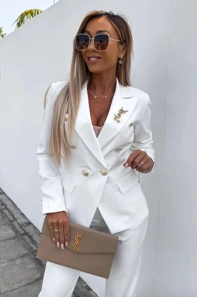 Damespak blazer en broek in diverse kleuren – elegant dameskostuum voor werk, diner en smart casual