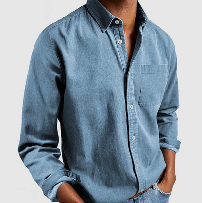 Heren overhemd van gewassen katoen in diverse kleuren – casual fit met lange mouwen