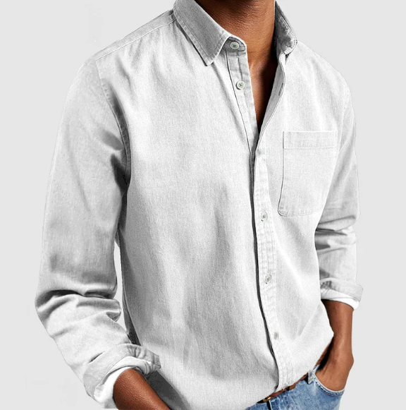 Heren overhemd van gewassen katoen in diverse kleuren – casual fit met lange mouwen