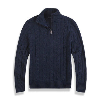 Heren trui in diverse kleuren – warme kabeltrui met halve rits en tijdloos design
