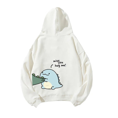 Matching hoodies voor koppels met schattige dino-print – warme unisex truien voor samen knuffelen en casual outfits