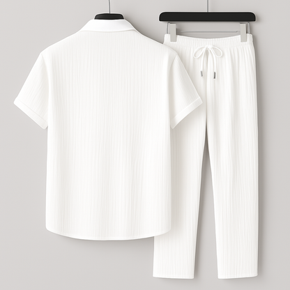 Heren set met overhemd en broek – comfortabele en stijlvolle outfit voor najaar, vakantie en casual gelegenheden in diverse kleuren
