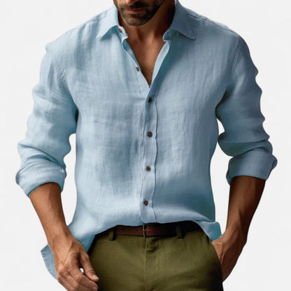 Heren linnen overhemd in diverse kleuren – luchtig zomerhemd met lange mouwen en casual fit