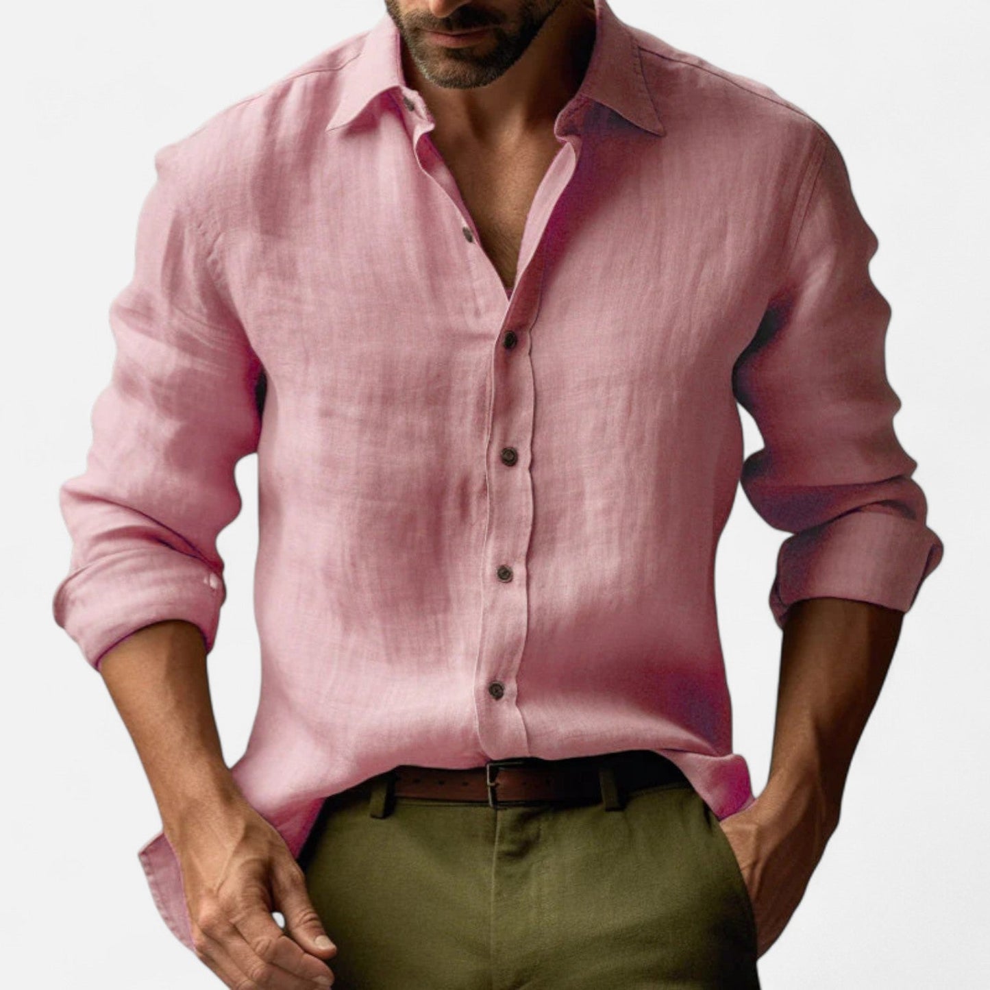 Heren linnen overhemd in diverse kleuren – luchtig zomerhemd met lange mouwen en casual fit