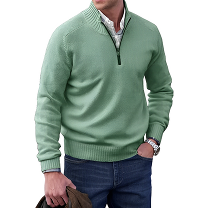 Heren gebreide pullover met halve rits en opstaande kraag – tijdloze trui in diverse kleuren