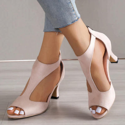 Dames elegante open hakken met uitsnede – comfortabele sandalen met hak voor feestjes, bruiloften en speciale gelegenheden